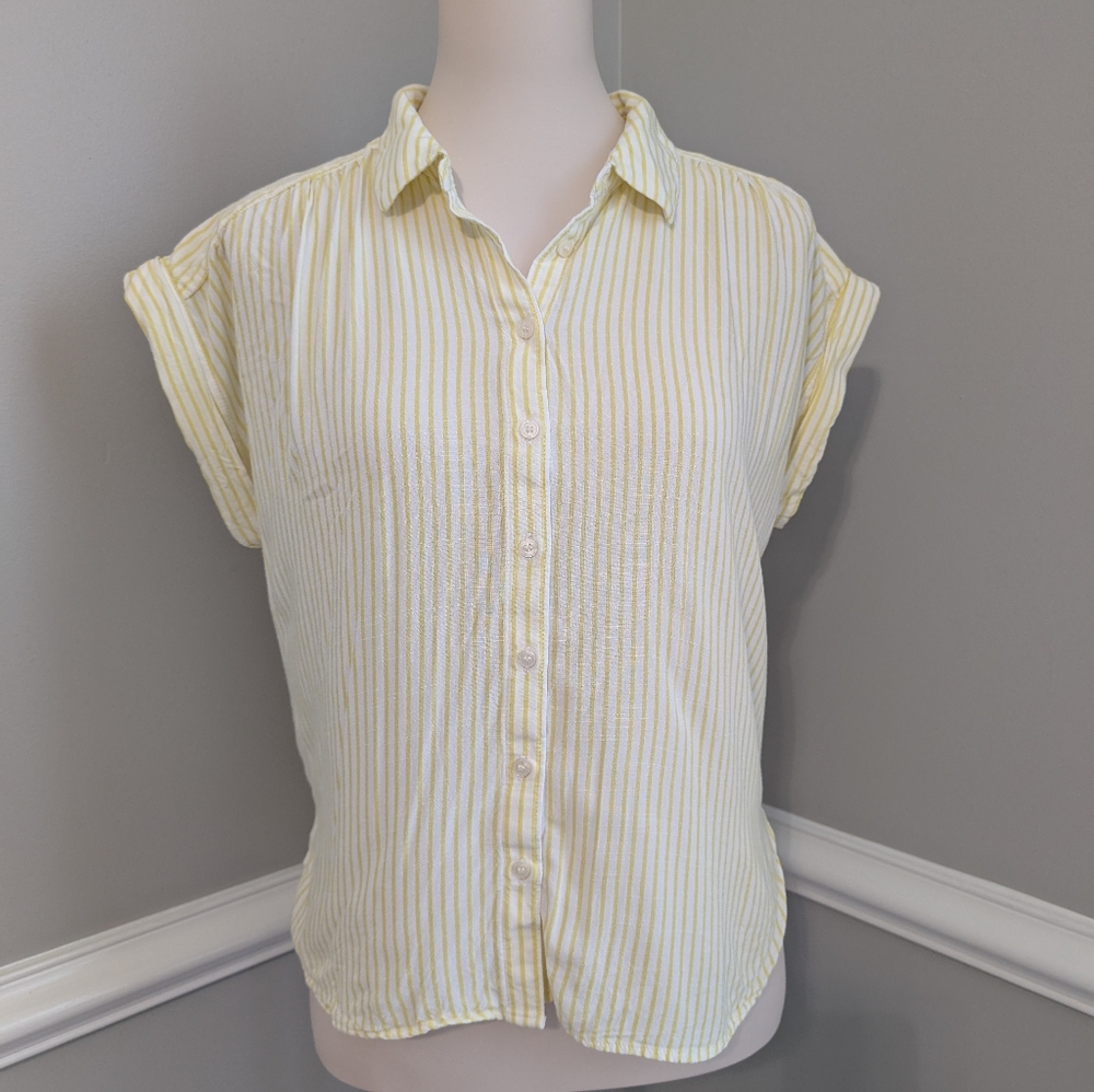 LOFT Yellow Striped Top